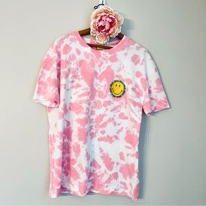 Zara x Smiley Take The Time To Smile Short Sleeve Tie Dye Medium Pink